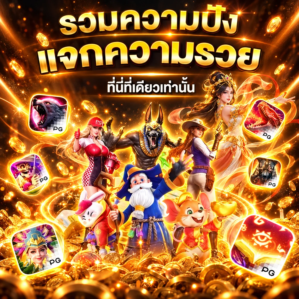 TGA44 รวมตัวละคร PG Soft และเกมยอดนิยมโทนส้มดำ